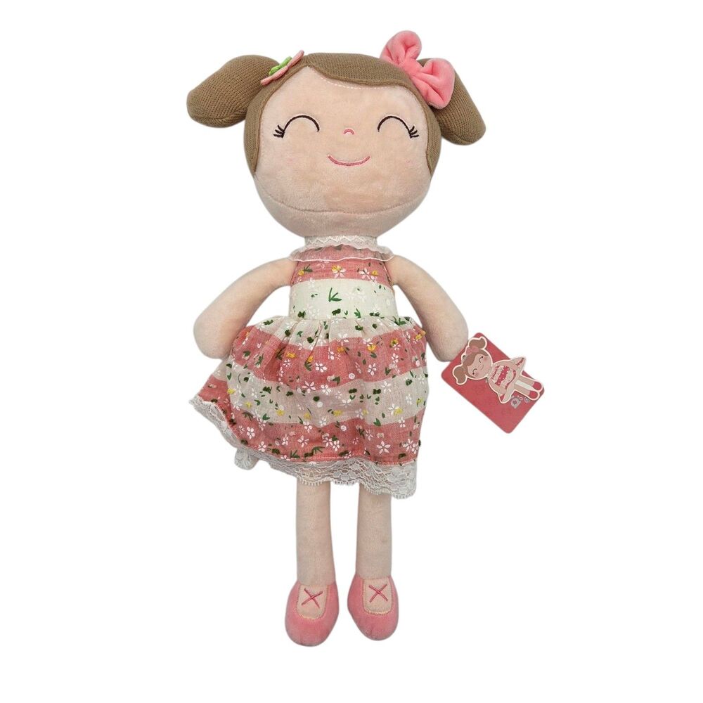 Gloveleya Soft Plush Doll Pink Flower Dress 16" NWT Garden Spring Girl Toy Plush